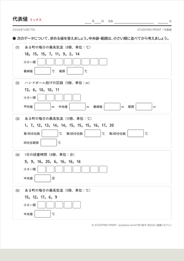 代表値メーカーの見本（A4・1枚目）